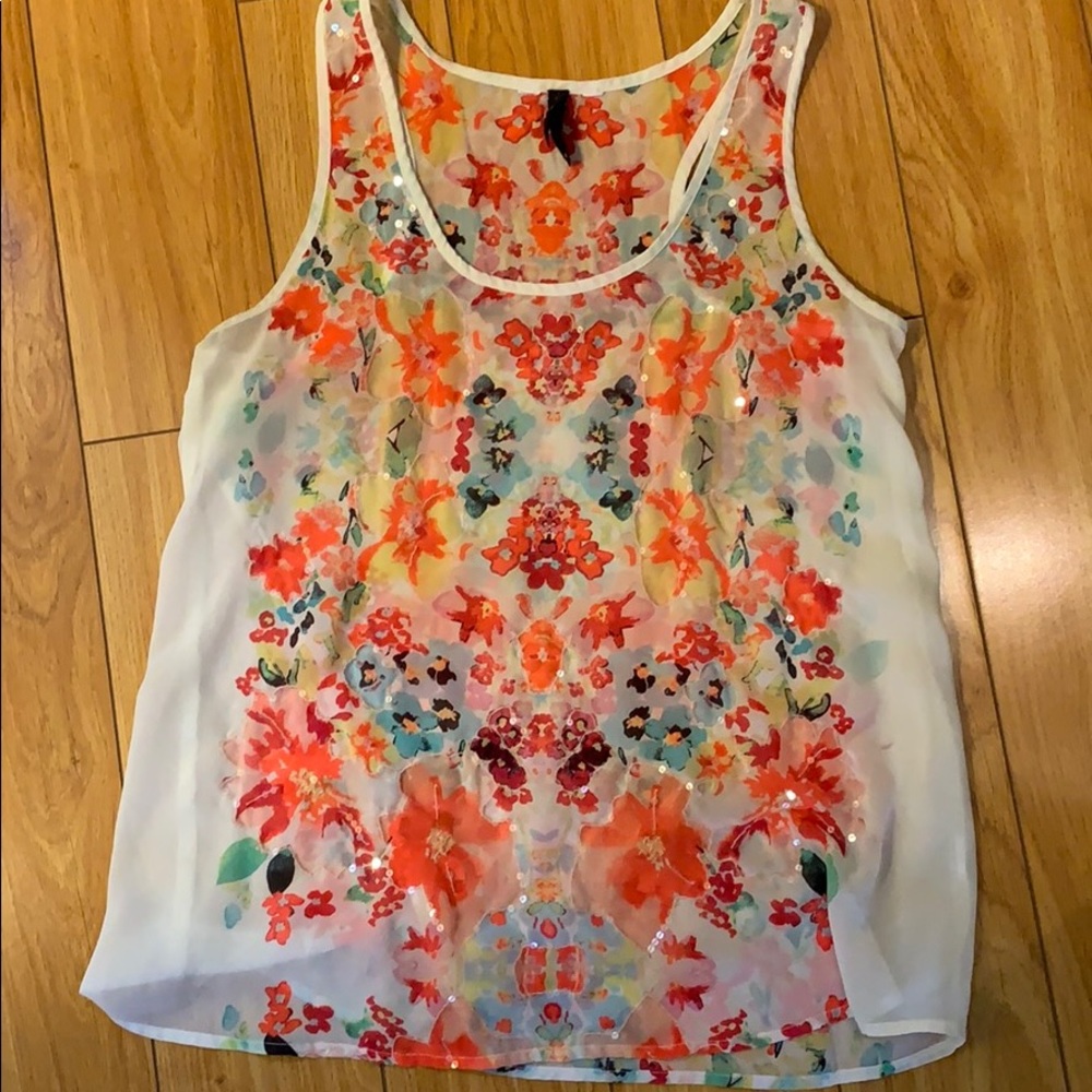Sequin floral tank